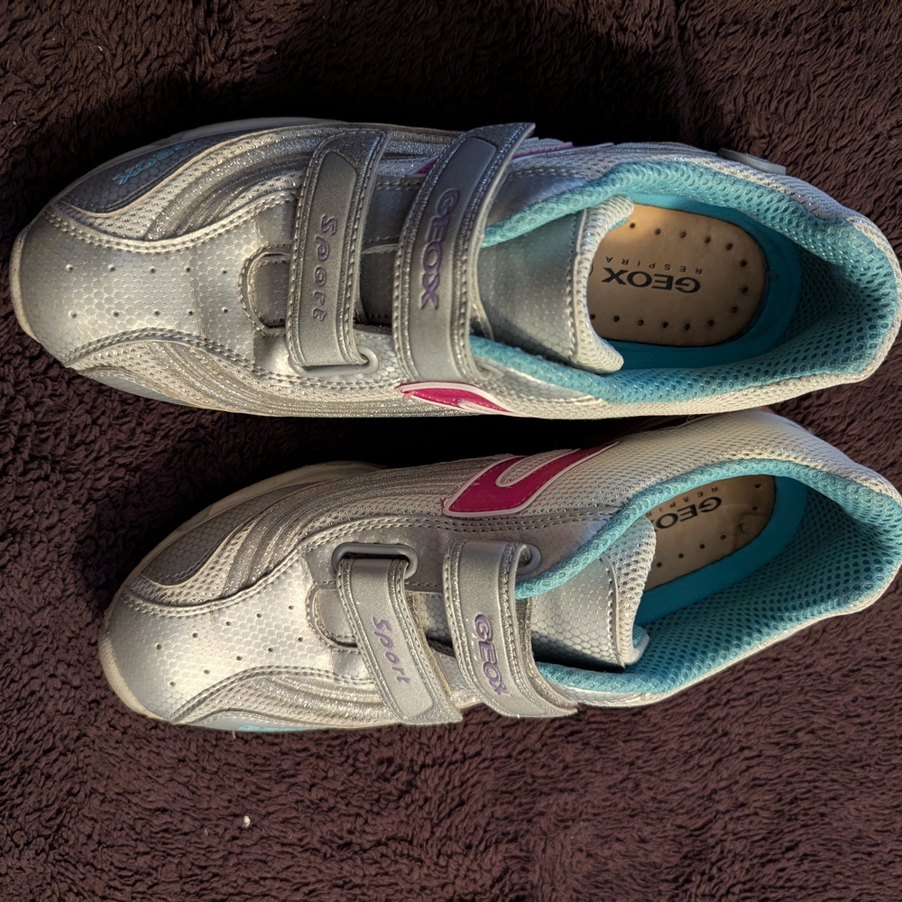 Geox Kids' Silver and Pink Sport Shoes